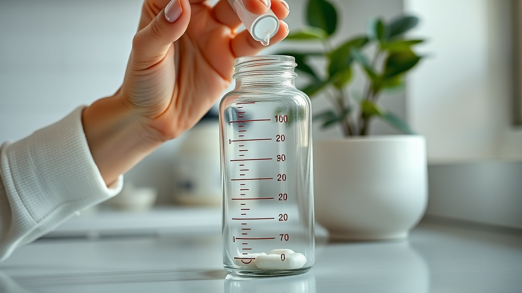 Preparing precise Biolimitless dosage supplement on a clean kitchen counter