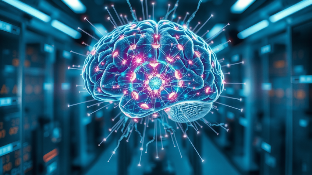 Futuristic digital brain radiating neural energy, representing biolimitless and heightened cognition