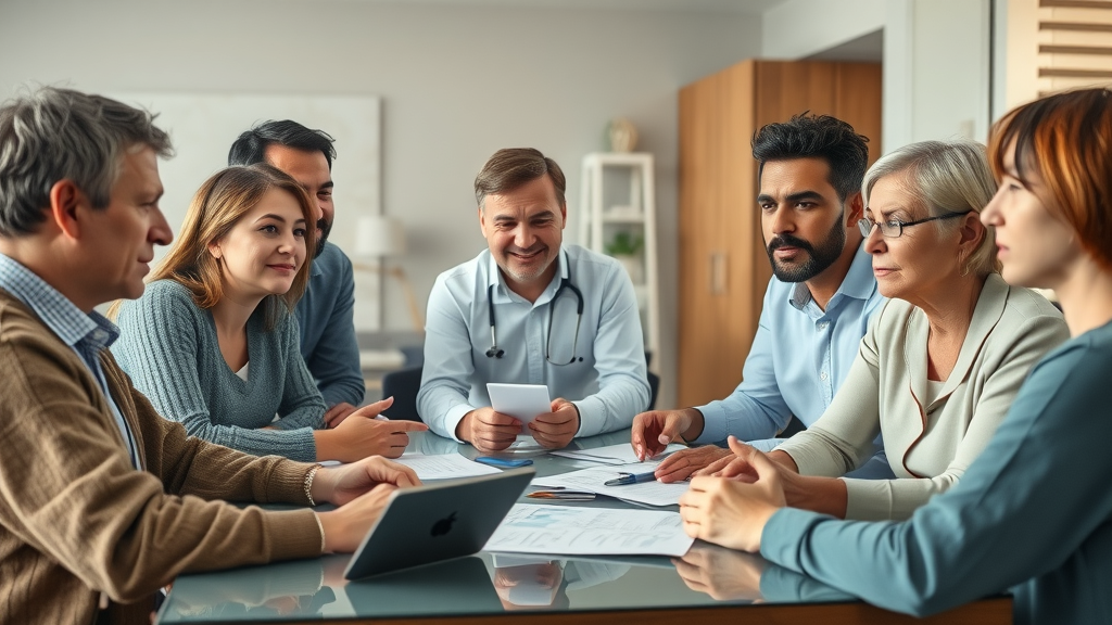 Diverse group discussing biolimitless side effects and wellness treatments