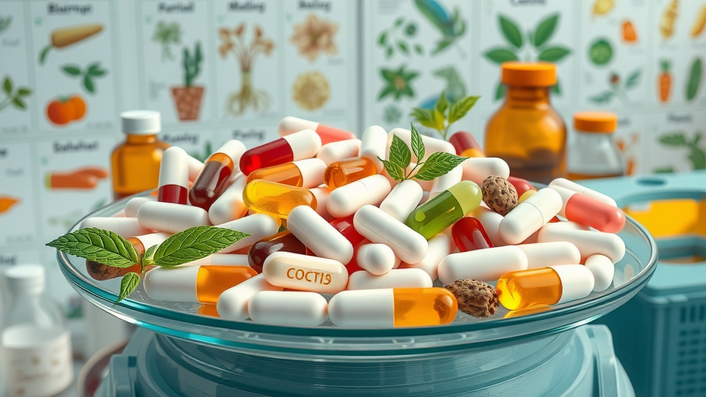 Key active ingredients of Biolimitless dosage displayed on glass plate for optimal health