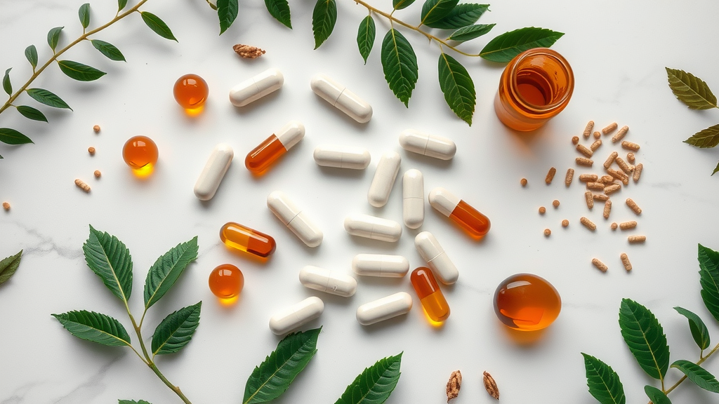 Nootropic supplement capsules and natural plant extracts—biolimitless ingredients displayed