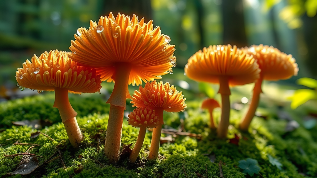 mane mushroom, ginkgo biloba, and bacopa monnieri in lush forest setting, promoting brain health for Biolimitless natural nootropics