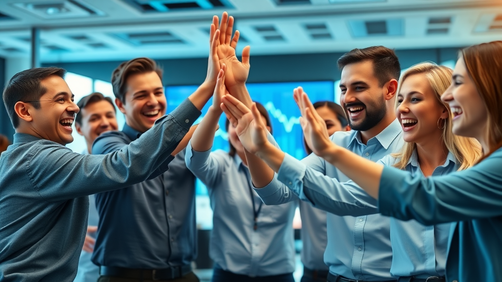 motivated sales force, celebrating, achievement, network marketing training success