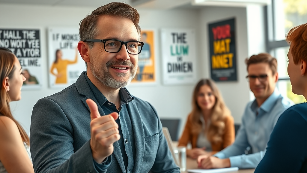 inspiring network marketing leader leading a group meeting network marketing personal development