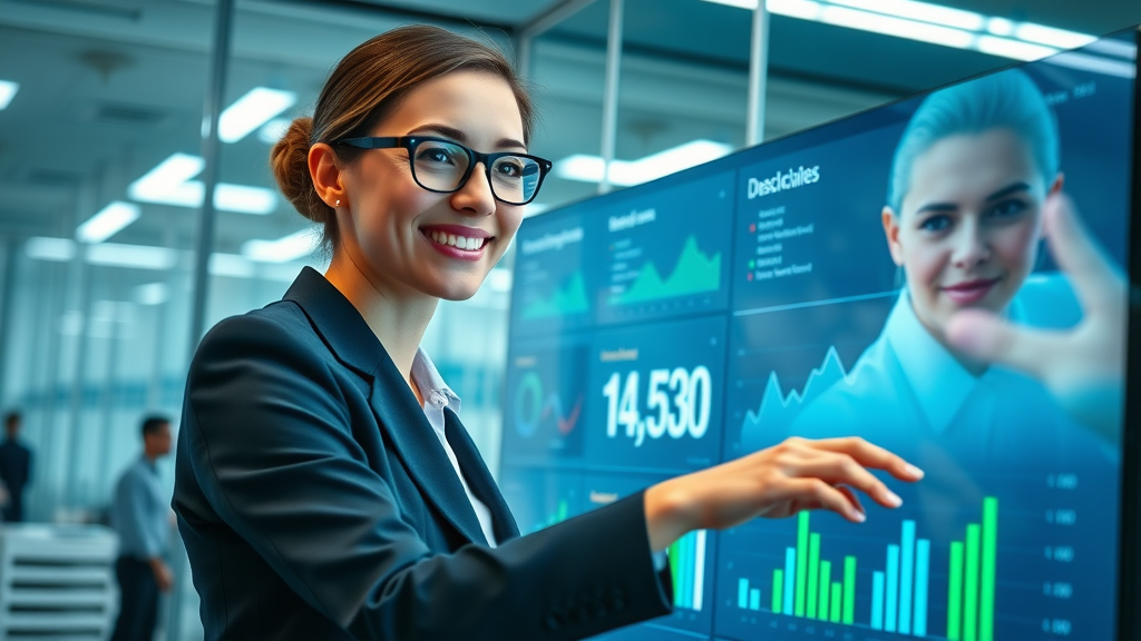 sleek dashboard interface analyzing direct sales data using multi-level marketing tools in a modern workspace