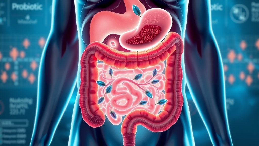 cutaway illustration of gut health with biolimitless ingredients promoting probiotic balance