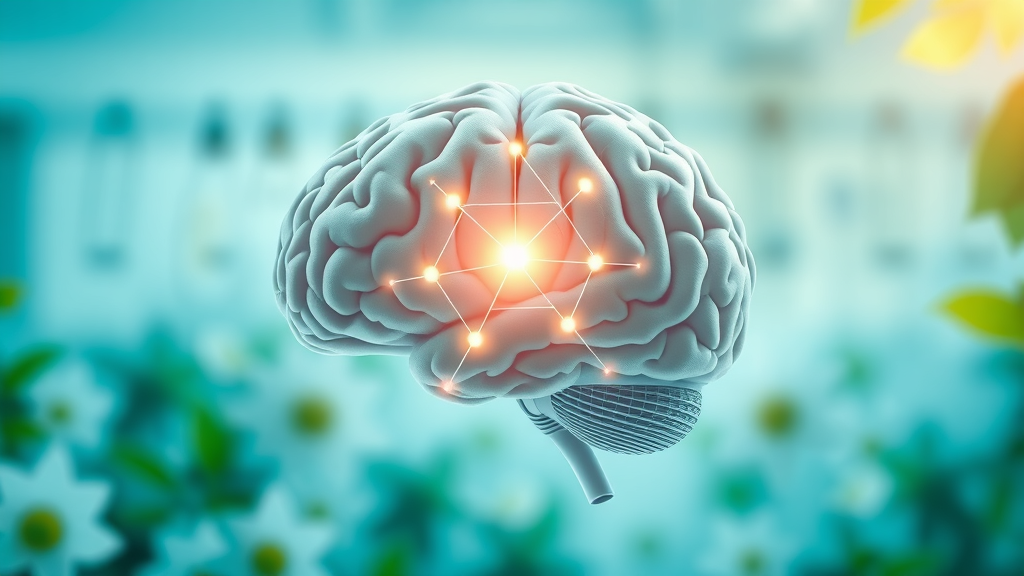 biolimitless brain health illustration fresh optimistic radiating positive energy lifelike clinical and nature elements glowing neural connections