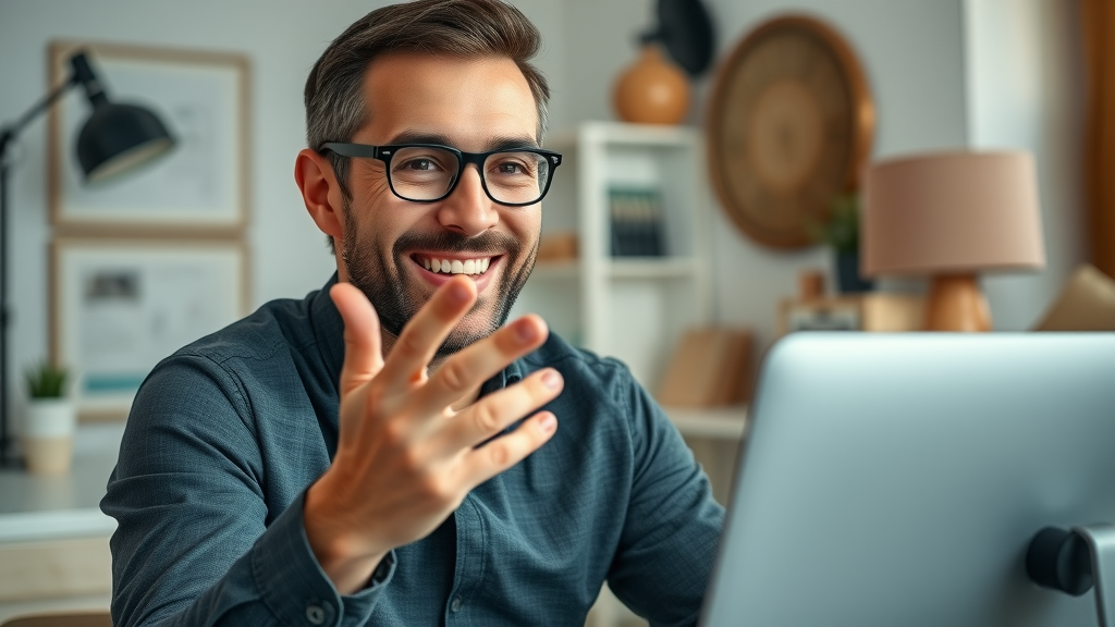 Entrepreneur recording a talk fusion video email for business and personal use