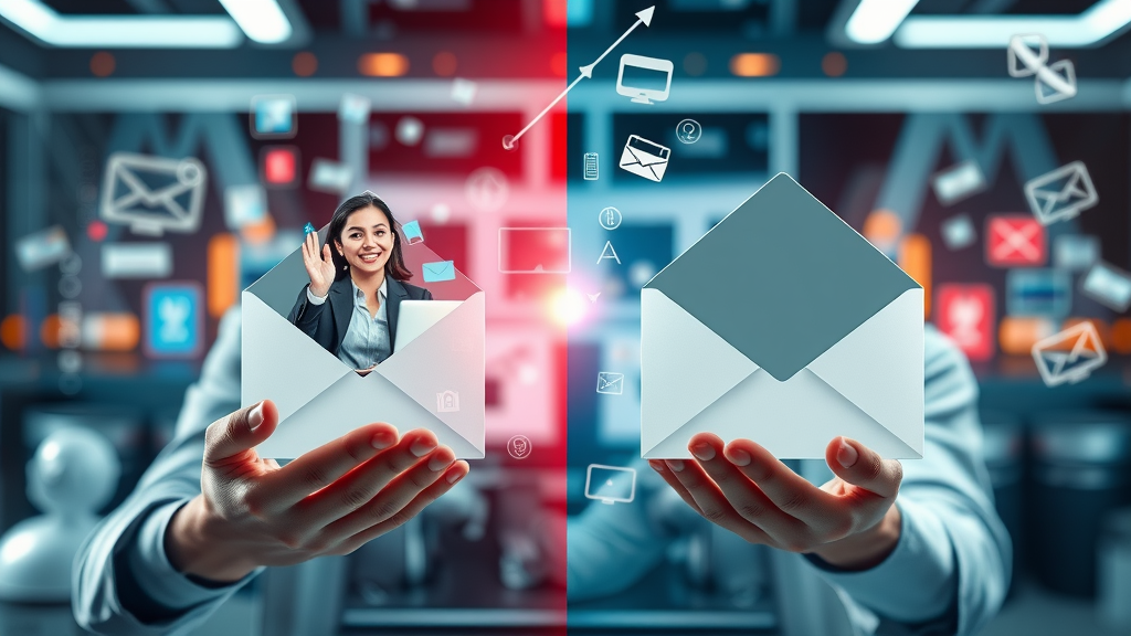 talk fusion video email versus traditional email marketing side-by-side concept