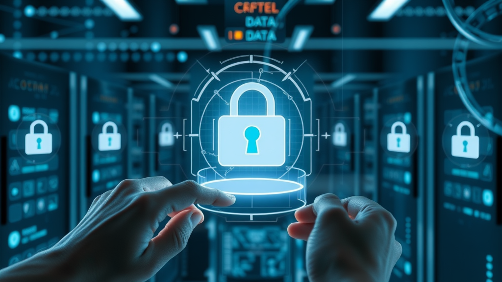 Talk Fusion app secure user interface featuring encrypted login and cybersecurity visuals, emphasizing data protection and safety on digital platforms.