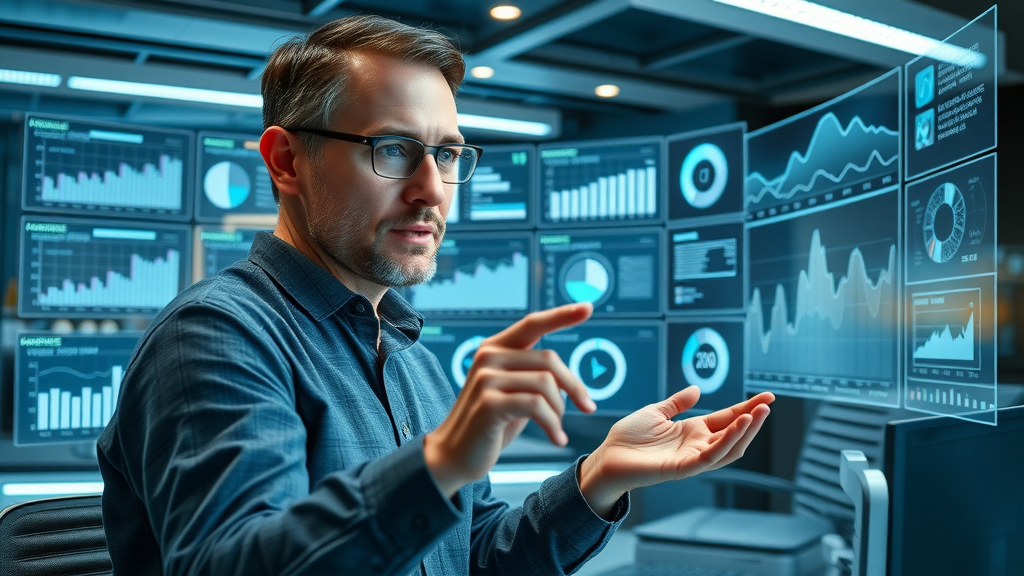 Dynamic visual dashboard showing customizable data visualizations, analytics widgets, and floating charts for commercial real estate financing