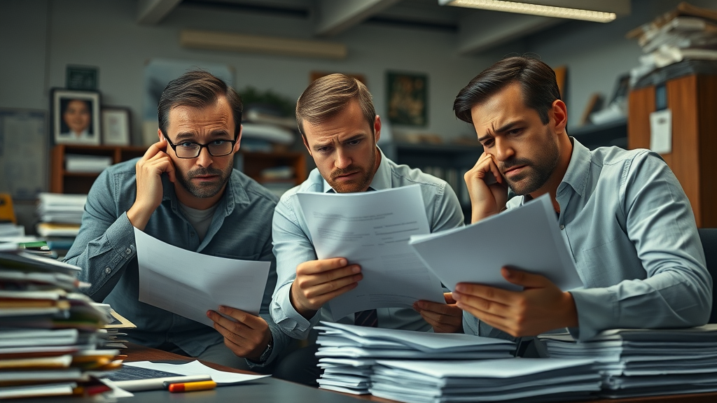 Frustrated real estate professionals facing estate financing bottlenecks before lev.ai automation