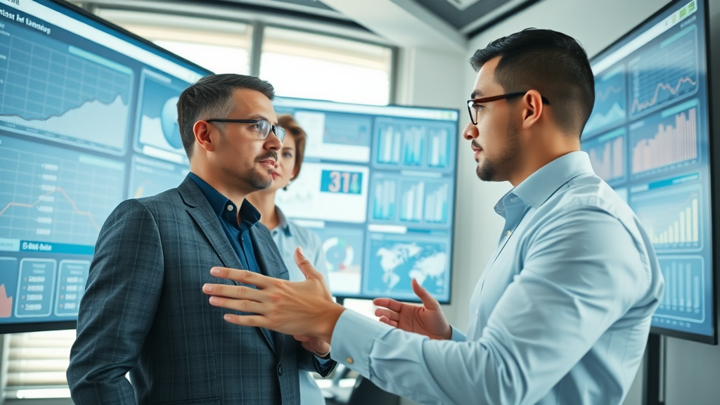 Professional real estate team using lev.ai integration to analyze AI-powered property dashboards for pipeline management