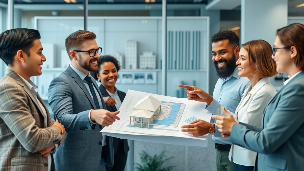 Modern commercial real estate team consulting on property automation using lev.ai integration in a tech-enabled workspace