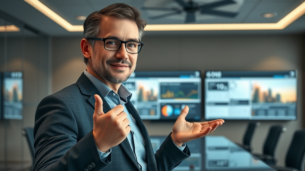 Tech leader presenting advanced Skyline AI solution interface as a compelling lev.ai alternative