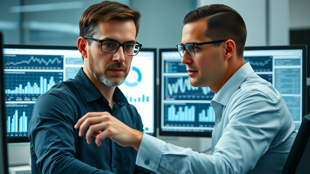 Business analysts comparing MRI Software features to lev.ai as a real estate AI alternative