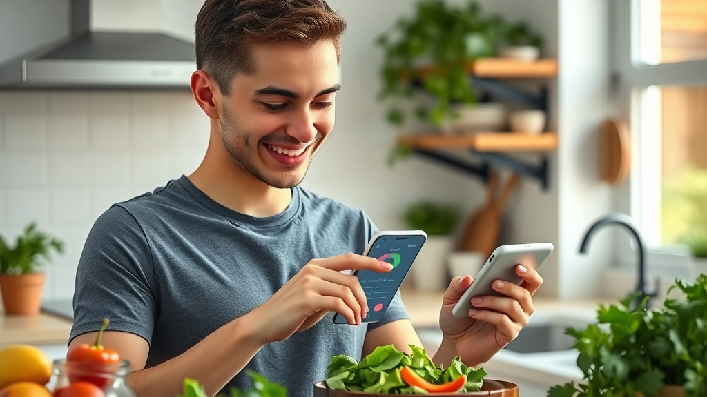 lev.ai benefits healthy young adult using AI fitness app to create meal plans and track nutrition