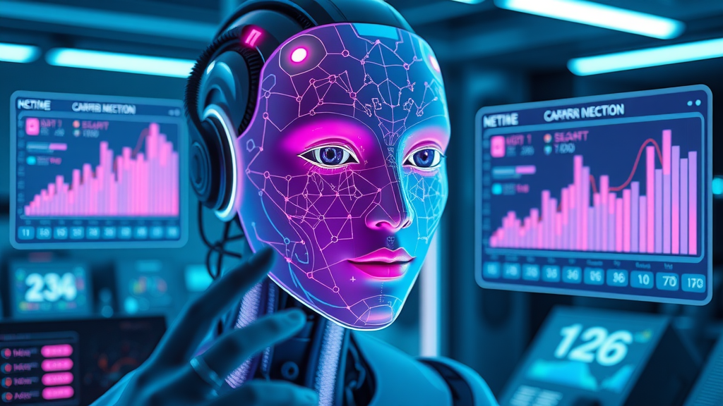 lev.ai benefits futuristic digital assistant displaying emotional data analytics on holographic screen